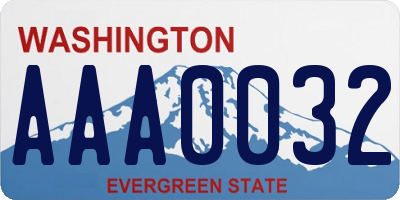 WA license plate AAA0032