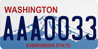 WA license plate AAA0033