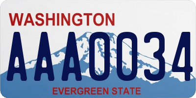 WA license plate AAA0034