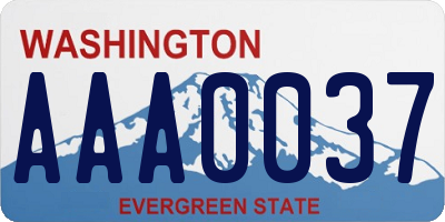 WA license plate AAA0037