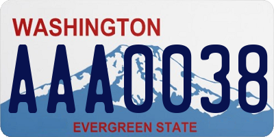 WA license plate AAA0038