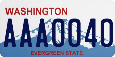 WA license plate AAA0040