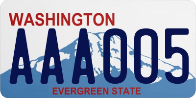 WA license plate AAA005