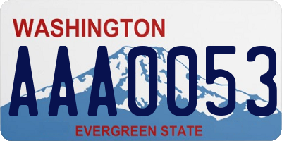 WA license plate AAA0053