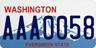 WA license plate AAA0058