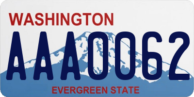 WA license plate AAA0062