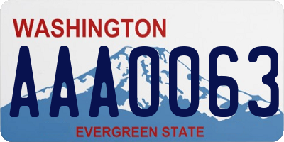 WA license plate AAA0063