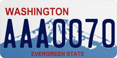 WA license plate AAA0070