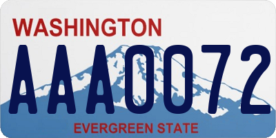 WA license plate AAA0072