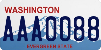 WA license plate AAA0088