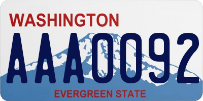 WA license plate AAA0092