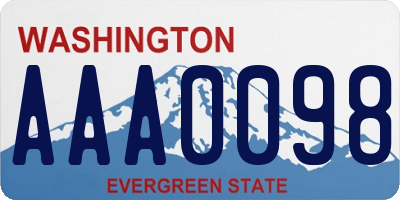 WA license plate AAA0098