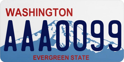 WA license plate AAA0099