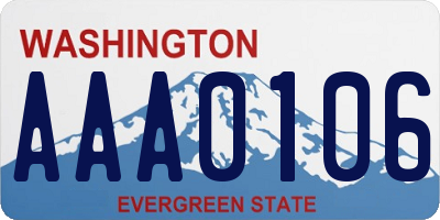 WA license plate AAA0106