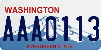 WA license plate AAA0113