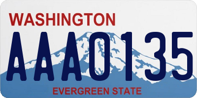 WA license plate AAA0135