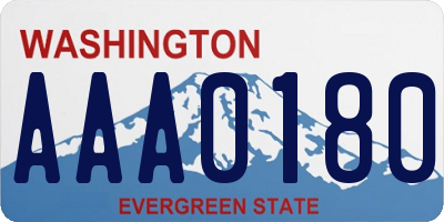 WA license plate AAA0180