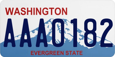 WA license plate AAA0182