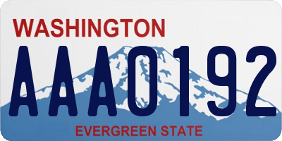 WA license plate AAA0192