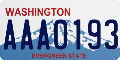 WA license plate AAA0193