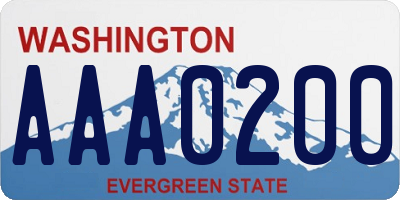 WA license plate AAA0200