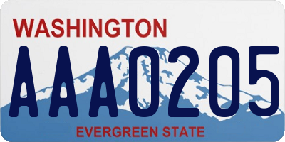 WA license plate AAA0205