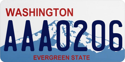 WA license plate AAA0206