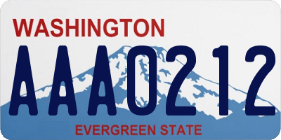 WA license plate AAA0212