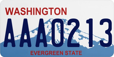 WA license plate AAA0213