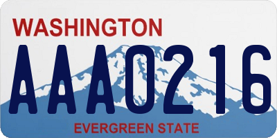 WA license plate AAA0216