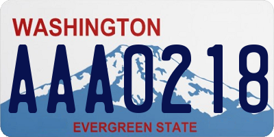 WA license plate AAA0218