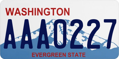 WA license plate AAA0227