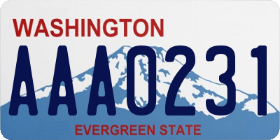 WA license plate AAA0231