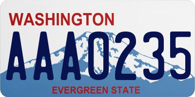 WA license plate AAA0235