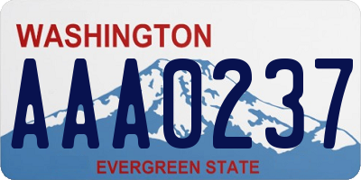 WA license plate AAA0237