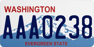 WA license plate AAA0238