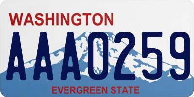 WA license plate AAA0259