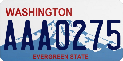 WA license plate AAA0275