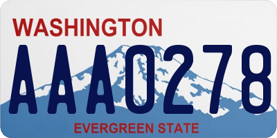 WA license plate AAA0278