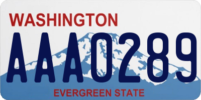 WA license plate AAA0289