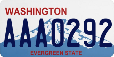 WA license plate AAA0292