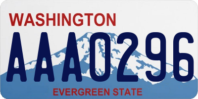 WA license plate AAA0296