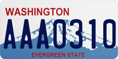 WA license plate AAA0310