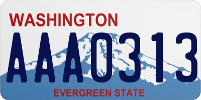 WA license plate AAA0313