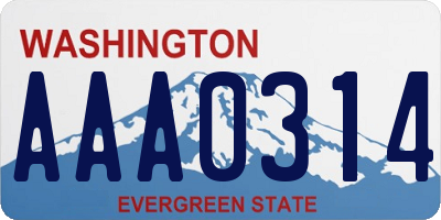 WA license plate AAA0314