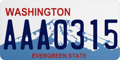 WA license plate AAA0315