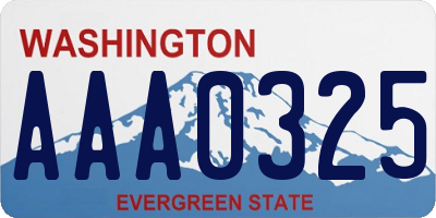 WA license plate AAA0325