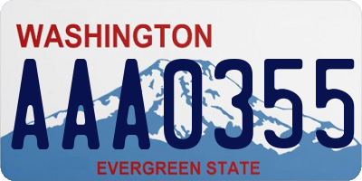 WA license plate AAA0355