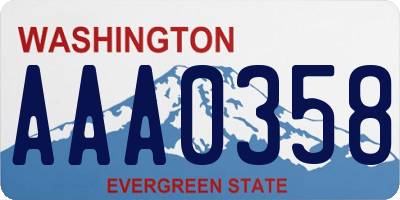 WA license plate AAA0358