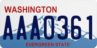 WA license plate AAA0361